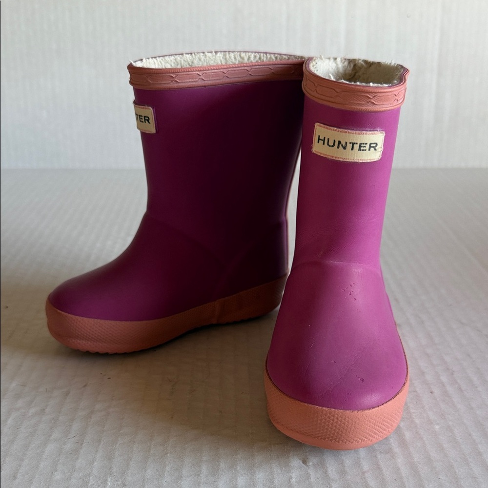 Hunter Kids Pink Purple Rain & Snow Boots